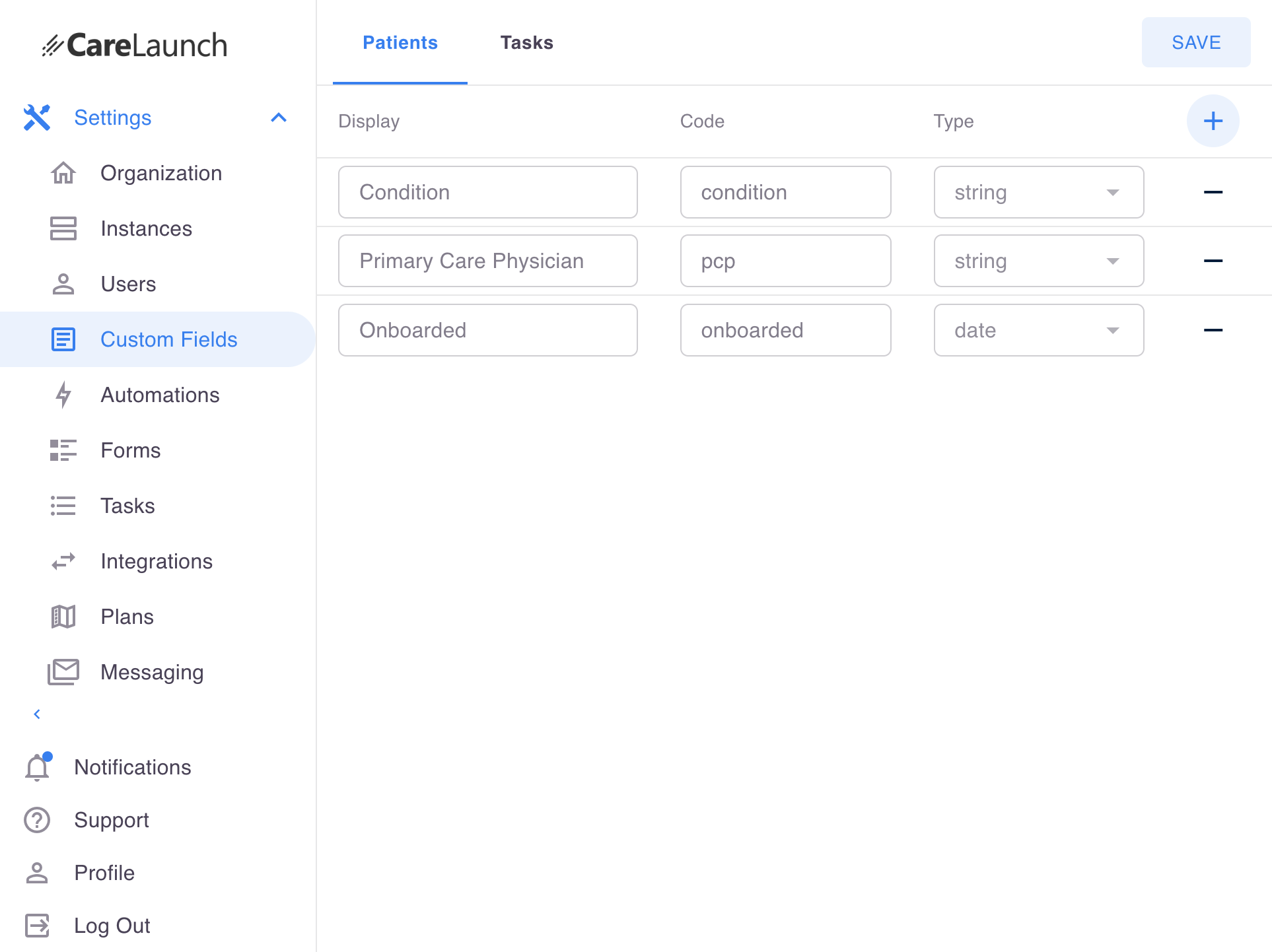 CareLaunch dashboard showing integrated payer information